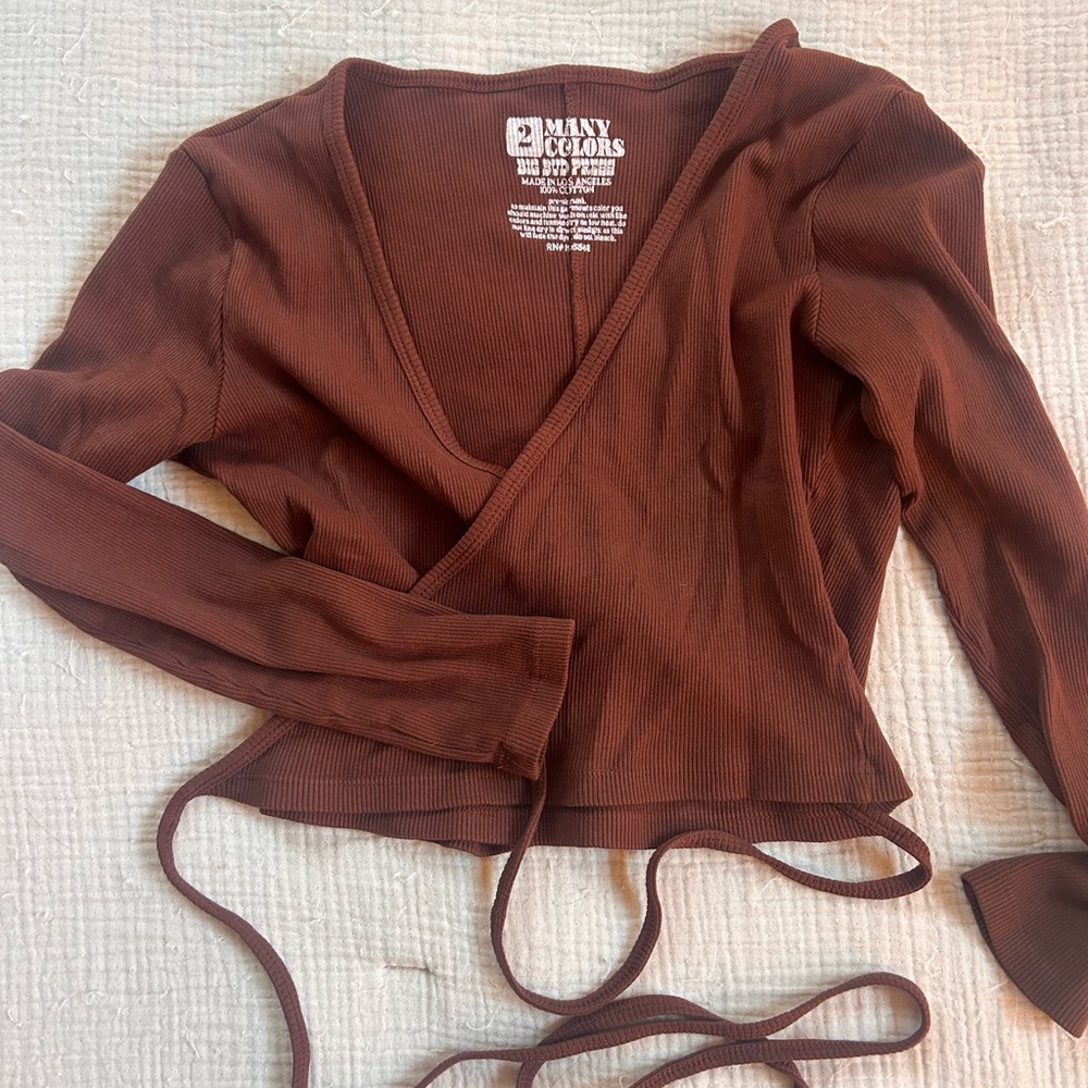 Big bud press Brown Wrap Top